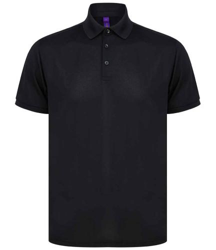 Henbury Recycled Polyester Piqu� Polo Shirt - BLK - XXL